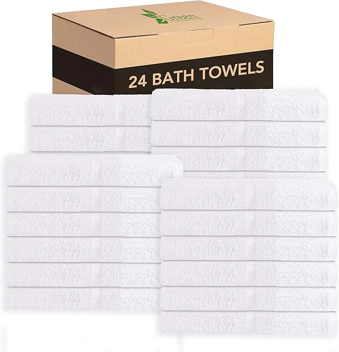 Clean GREEN LIFESTYLE Dobby Border Towel 27×54 Cotton Blend Soft and Plush Crisp Modern