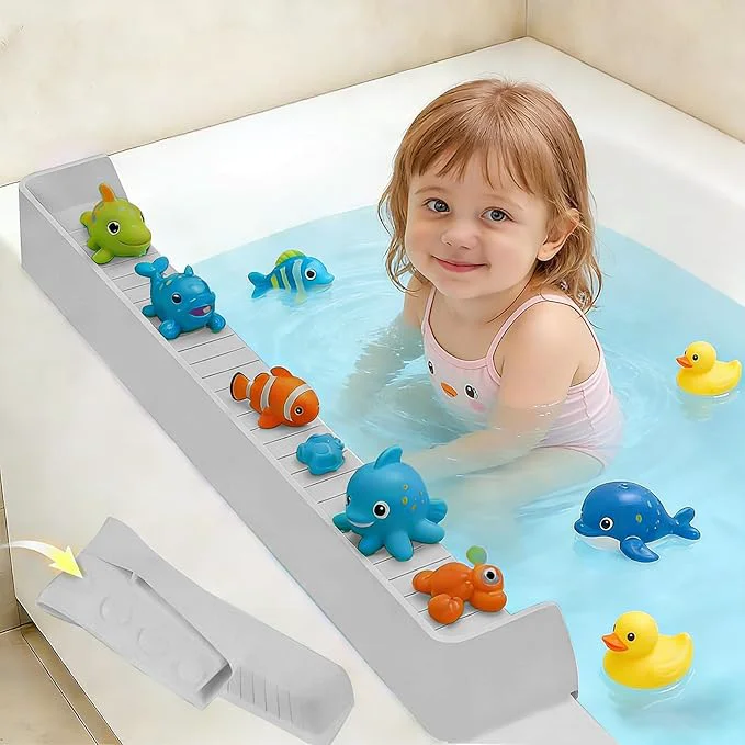 Lightweight Bathtub splash guard for tub kids Bath Shelf for Kids – Toddler Bath Tray Fast