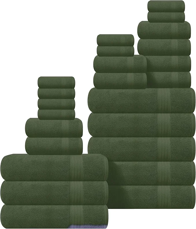 Advanced GLAMBURG Ultra Soft 24-Piece Towel Set Solid