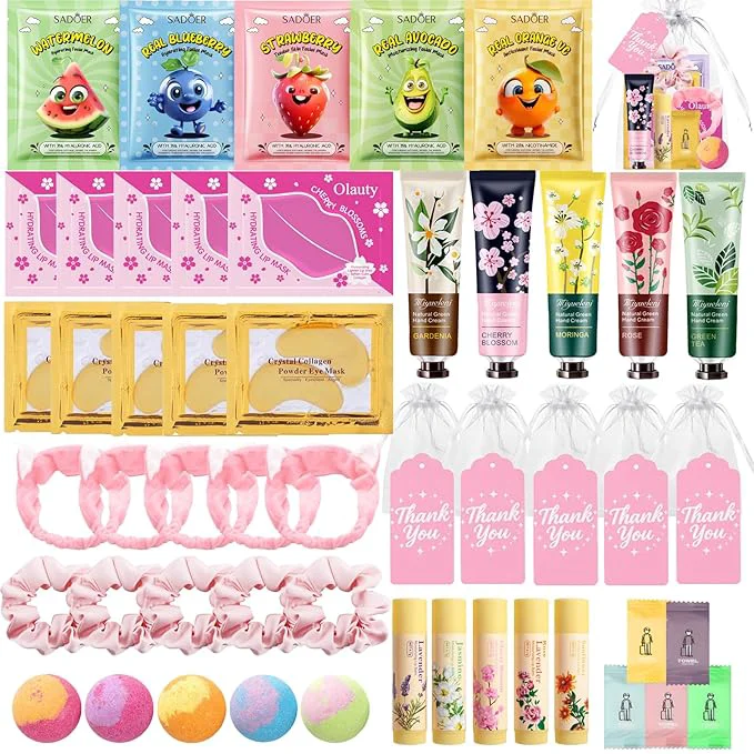 Excellent 55Pcs Spa Party Supplies for Girls Spa Party Favors Skincare Fruit Face Masks Clean