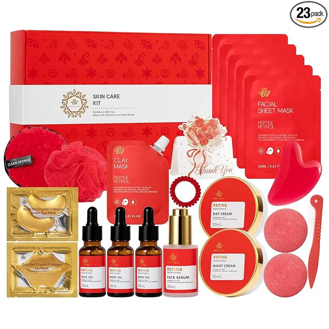 Functional 23 Pcs Mother’s Day Gift Rose Facial Skin Care Gifts Set High-Grade