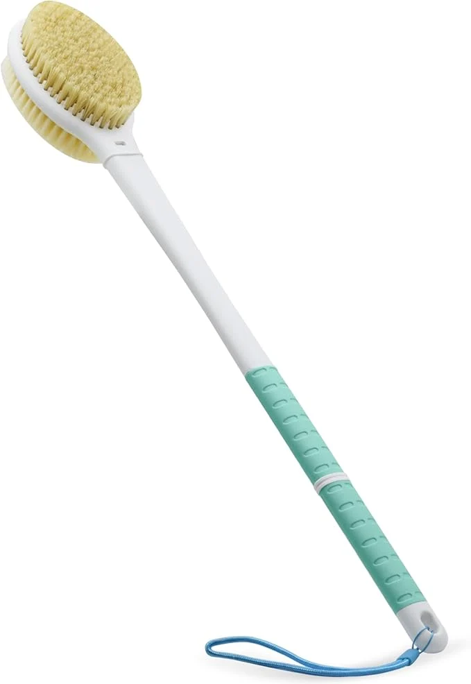 Exclusive Shower Brush with Soft and Stiff Bristles Long Handle Dual-Sided Back Scrubber Casual