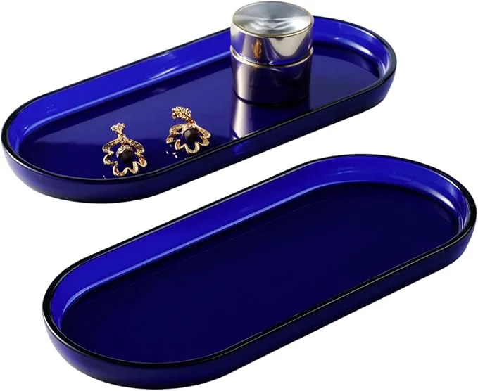 Modern SheeChung Acrylic Vanity Tray 2 Pack 9.65 in x 4.5 in x 0.79 in Catchall Tray Secure