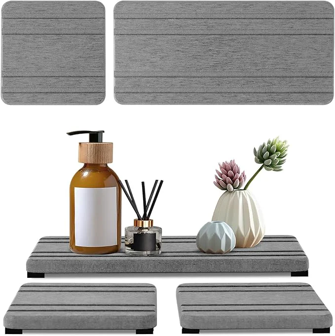 Practical 3PCS Water Absorbing Stone Tray DryingNeat Diatomite Stone Sink Tray Instant Quality