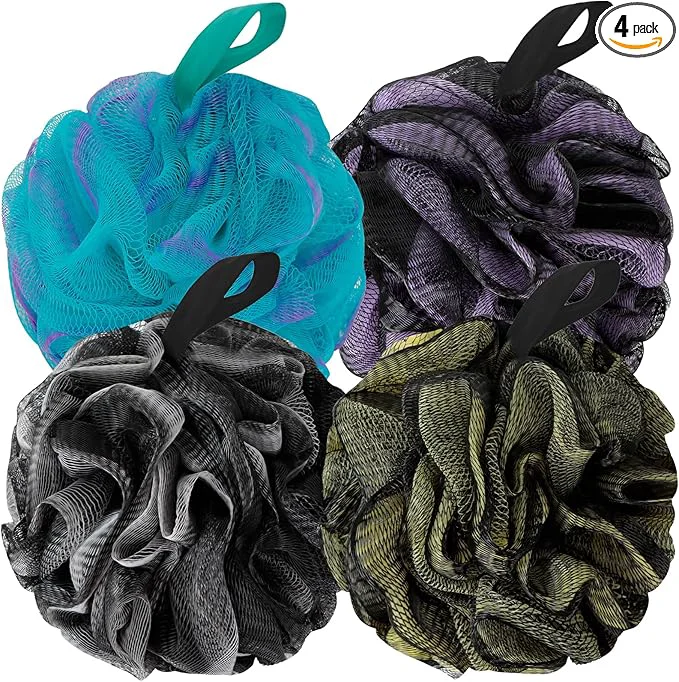 BCKENEY Bath Loofah Shower Sponge Body Back Scrubber Soft Mesh Shower Puffs User-Friendly