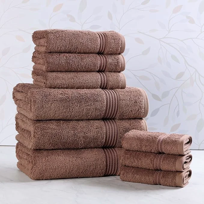 Trendy Superior Egyptian Cotton 9-Piece Towel Set Guest Bath Decor Essentials Reusable