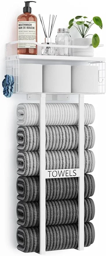 Long-Lasting Aetyord Towel Racks for Bathroom 31inch Wall Mounted Towel Rack Floating Shelf Soft
