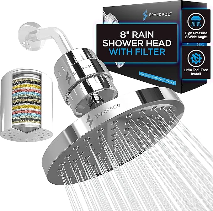 Outstanding SparkPod Luxury Filtered Shower Head Set 23 Stage Shower Filter Sophisticated