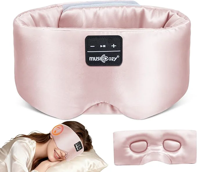Superior MUSICOZY 3D Silk Bluetooth Sleep Mask Headphones Mulberry Silk Eye Mask Luxury