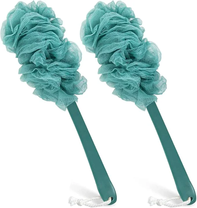 Functional Back Scrubber for Shower Qewro Loofah on a Stick as Shower Brush Exfoliating Eco-Friendly