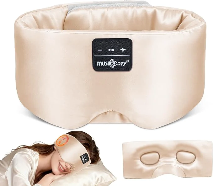Fast MUSICOZY 3D Silk Bluetooth Sleep Mask Headphones Mulberry Silk Eye Mask Elegant