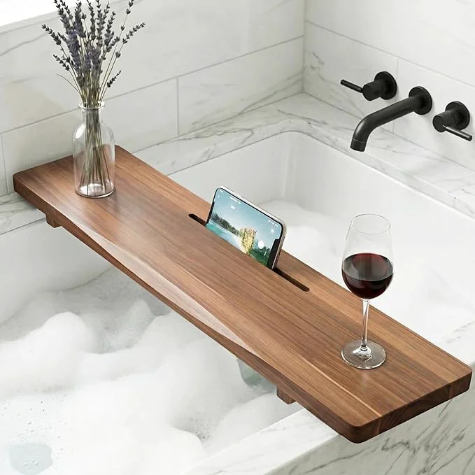 Refined Premium Acacia Wood Bathtub Tray Caddy Professional
