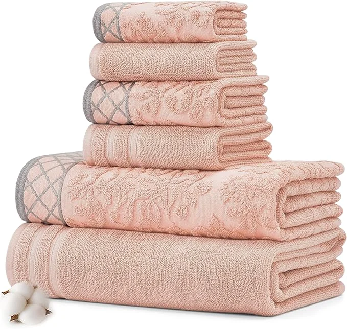 Fine Crafted Modern Threads 6 Piece Cotton Bath Towel Set – Ultra Soft 550 GSM Towels – Fine
