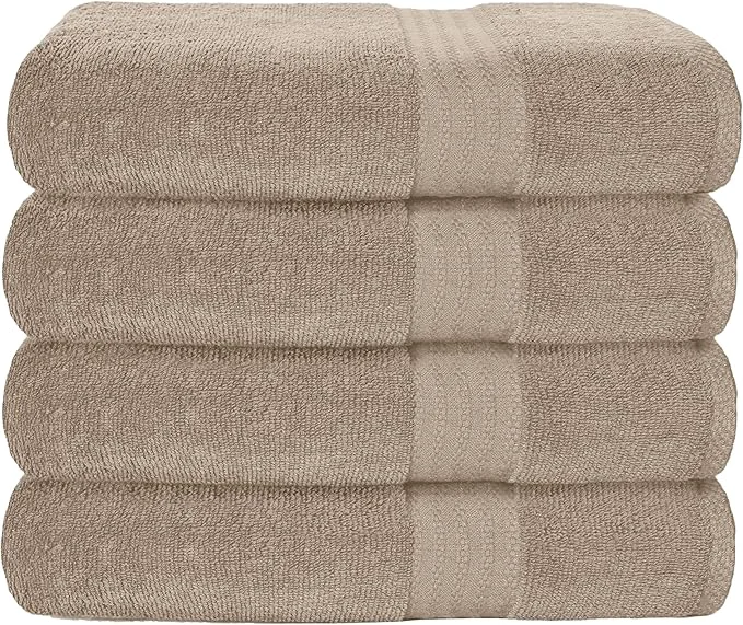 Original GLAMBURG Premium Cotton 4 Pack Bath Towel Set Solid