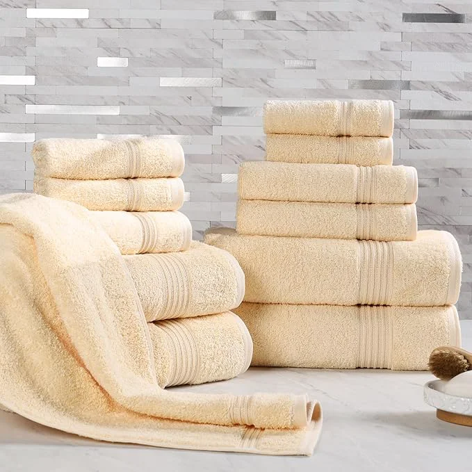 Efficient Superior Egyptian Cotton 12-Piece Towel Set Guest Bath Decor Essentials Soft