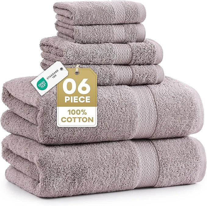 Solid LANE LINEN Ring Spun Cotton Bathroom Towel Set Organic