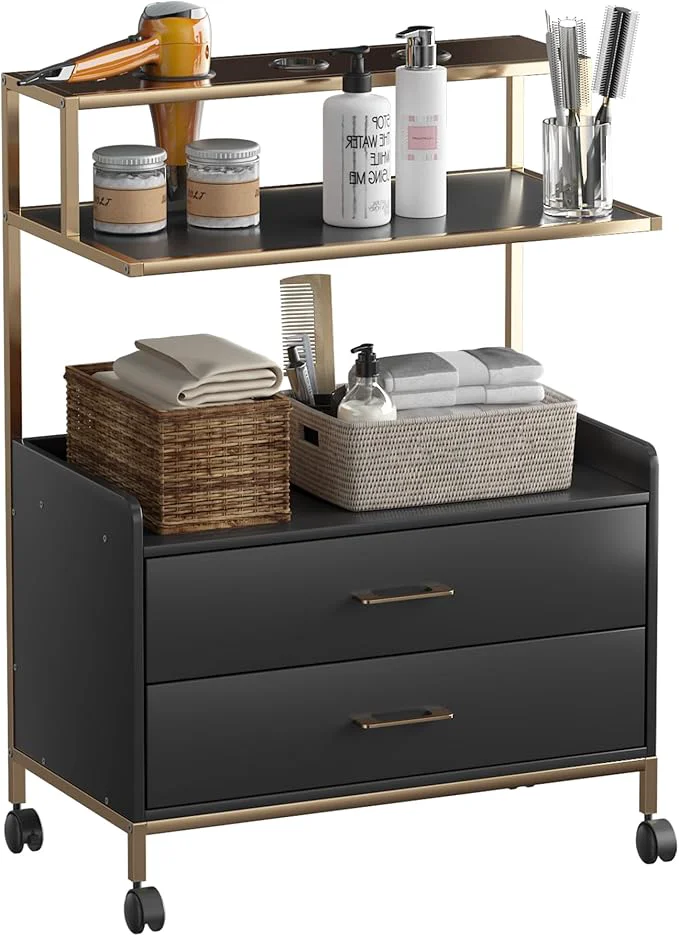Safe Salon Rolling Trolley with Lockable Wheels Storage Drawers Tool Organizer Innovative
