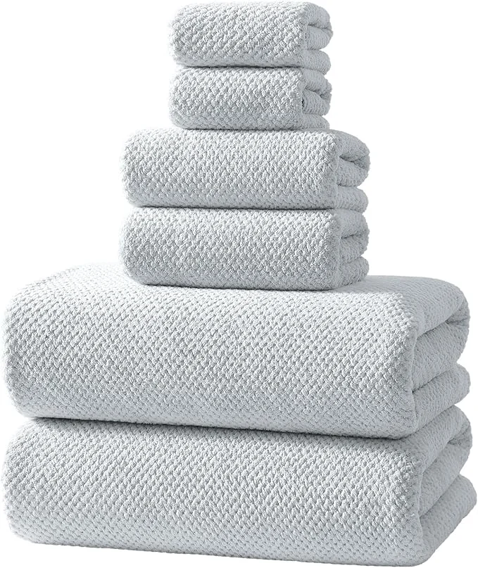 Environmentally Friendly REDKISS 6 Piece Premium Towel Set 2 Bath 2 Hand and 4 Wash Cloths Fine Crafted