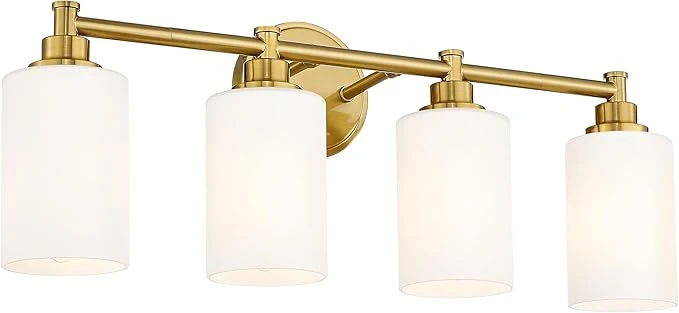 High-Performance FEMILA 25 Brushed Gold Bathroom Light Fixtures 4 Light Vanity Light Fixture Stylish