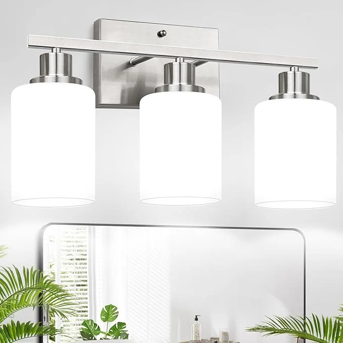 Expertly Made MOKATNG 3-Light Bathroom Light Fixtures Brushed Nickel Vanity Light Dependable
