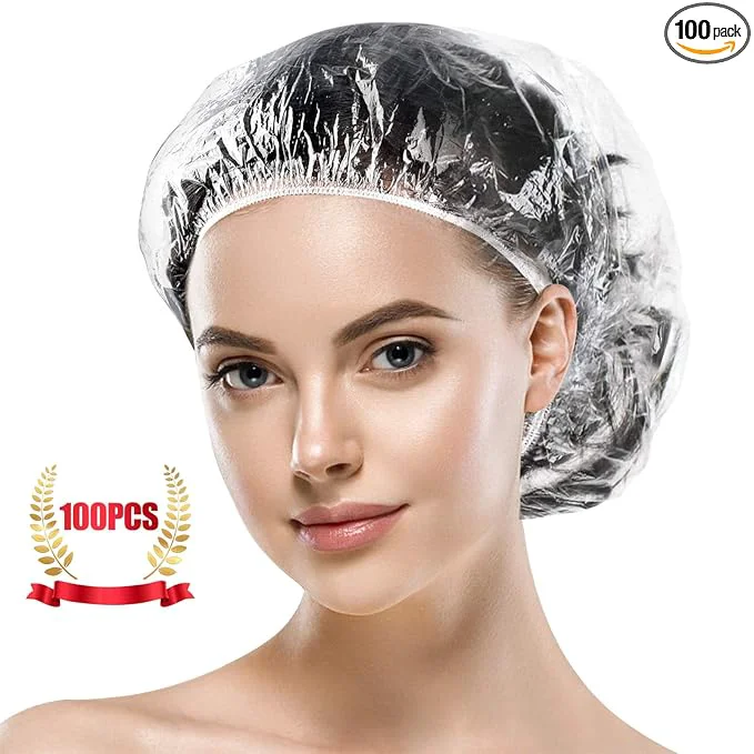 First-Class MORGLES 100 Pcs Disposable Shower Caps Plastic Hair Caps Practical