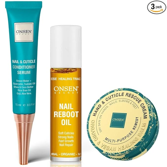 Outstanding Onsen Nail Cuticle Rescue Kit – Conditioner Serum Repair Oil Cuticle Balm Flexible