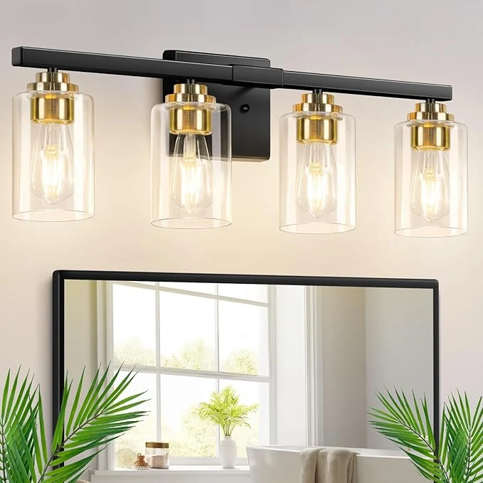 Traditional 4-Light Bathroom Light Fixtures Classic Wall Light Fixture Green
