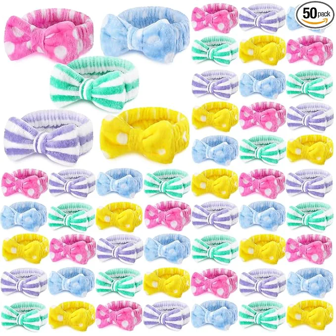 Enhanced 50 Pcs Pink Spa Headband Bulk Spa Sleepover Party Supplies Original