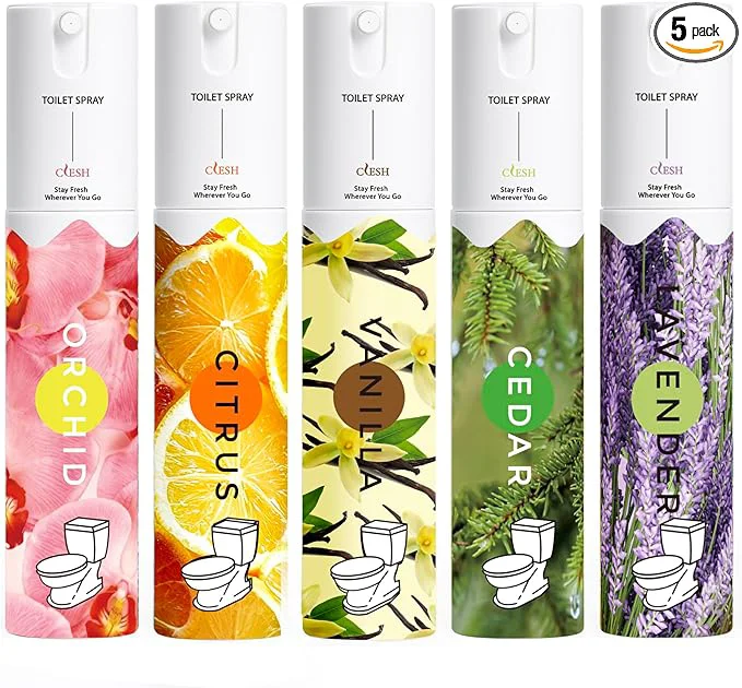 Efficient Travel Size Toilet Spray Bathroom Odor Eliminator 5 Pack 1 fl oz Each Reliable