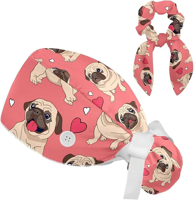 Sustainable Adjustable Brown Dachshund Dog Blue Surgical Scrub Cap Trendy