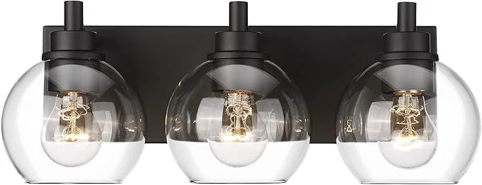 Certified Bathroom Light Fixtures 3-Light Matte Black Vanity Light Modern Wall Sconces High-Performance