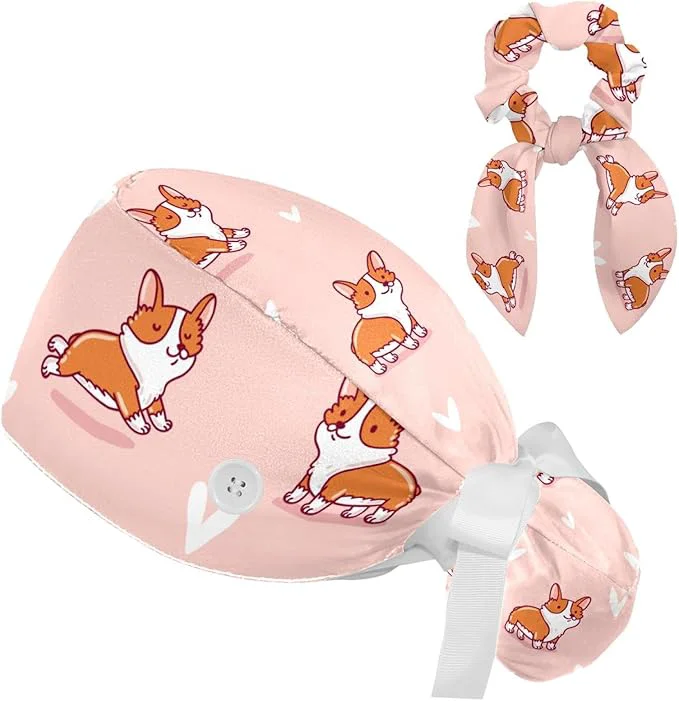 Fast Adjustable Brown Dachshund Dog Blue Surgical Scrub Cap Smooth
