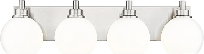 Recyclable Bathroom Light Fixtures 4 Light Brushed Nickel Vanity Light 26 Inch Modern Effective