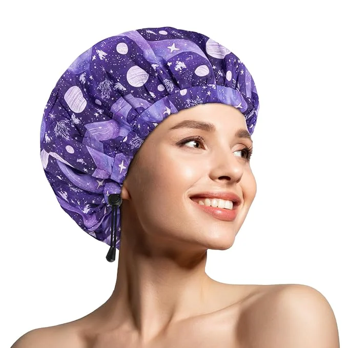 Minimalist 1 PCS Shower Cap Double Layer Adjustable Bathing Cap Reusable