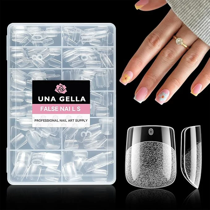 Reliable UNA GELLA Extra Short Square Nail Tips XS 216pcs Pre-shape Extra Short Square User-Friendly