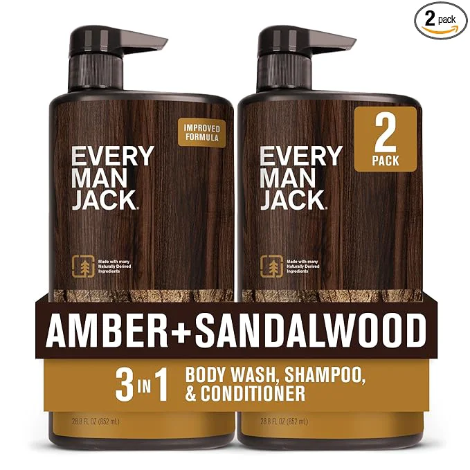 Smooth Every Man Jack Amber Sandalwood Hydrating Mens 3-in-1 All Over Wash Stylish