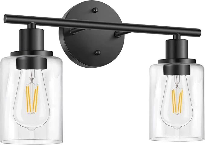 Functional FOLKSMATE Bathroom Light Fixtures 2 Light Matte Black Vanity Light Vintage Effective