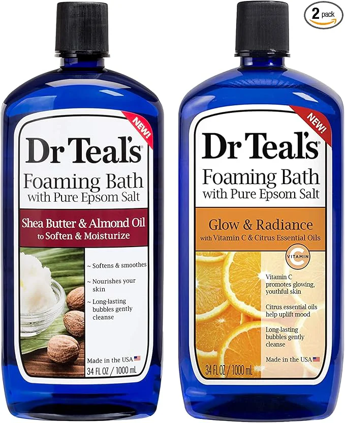 Refined Dr Teal’s Foaming Bath Combo Pack Moisturizing Shea Butter Almond Oil Secure