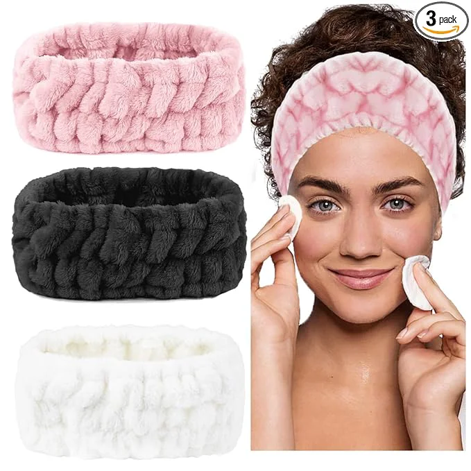 Green LAPOHI 3 Pack Microfiber Modern Face Washing Headbands Natural