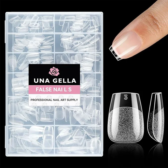 Dependable UNA GELLA Extra Short Coffin Nail Tips XS 216pcs Pre-shape Press on Nails Powerful