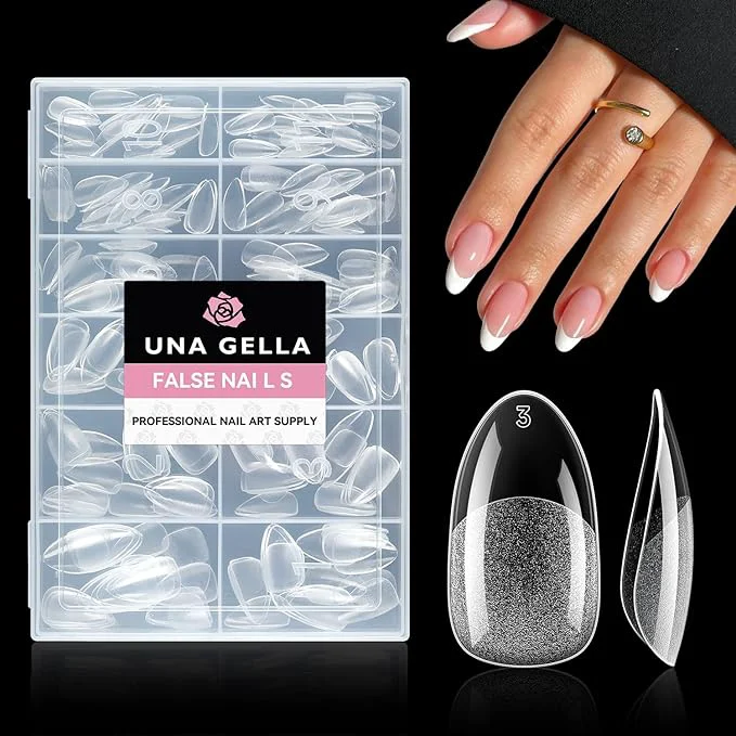 Innovative UNA GELLA Medium Oval Fake Nails Pre-shape 216pcs Round Gel Nail Tips Press on Healthy