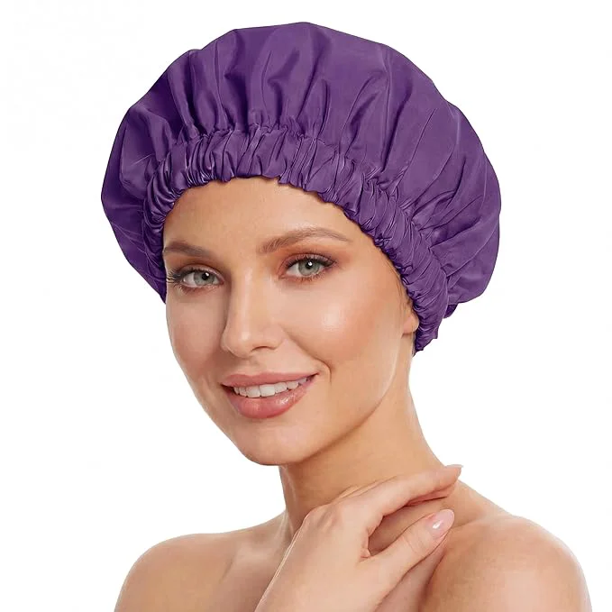 Exclusive Reusable Shower Cap for Women Large Waterproof Shower Bonnet Dependable