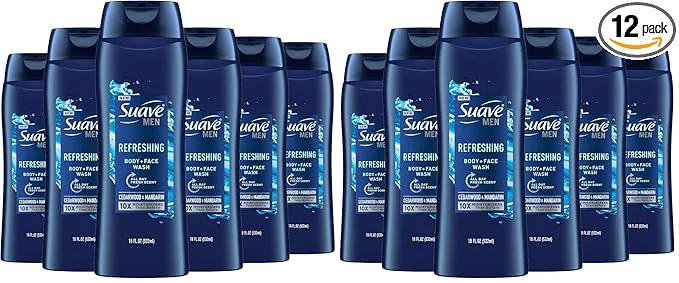 Easy-to-Use Suave Men Moisturizing Body Face Wash Recyclable