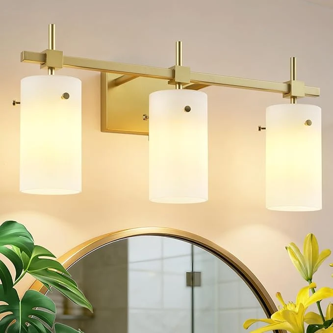 Fast SOLFART 3-Light Bathroom Vanity Light Modern Brushed Gold Wall Lights Lightweight