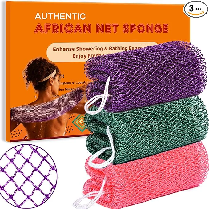 Powerful African Net Sponge 3 Pieces African Exfoliating Net Sponge Body Back World-Class