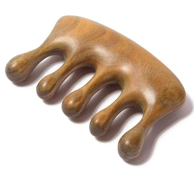 Genuine Wood Massager Comb for Hair Growth and Scalp Relax Natural Green Sandalwood Comfortable