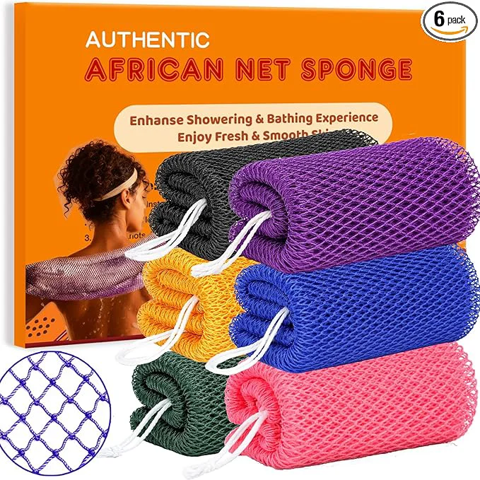 Dependable African Net Sponge 6 Pieces African Exfoliating Net Sponge Body Back Flexible