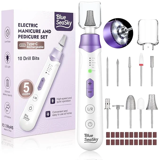 Carefully Designed Professional Electric Nail Drill 2000mAH Portable Cordless Electric Nail File Easy-to-Use