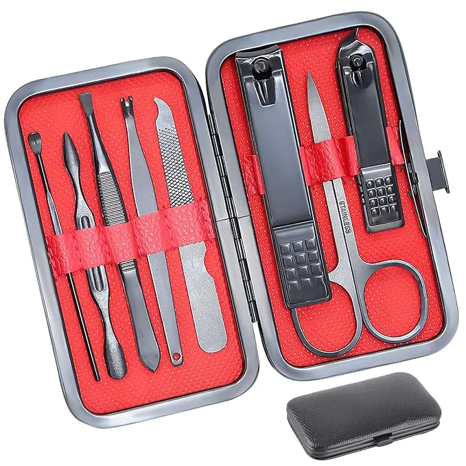 Durable 8 PCS Nail Clippers ONEHERE Premium Manicure Set Professional Grooming Gift Solid