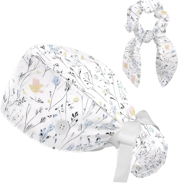 Reliable Scrub Cap with Hair Scrunchy Ponytail Holder Surgical Cap Responsible
